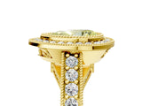 Yellow gold Fancy Yellow Pear Cut Halo Diamond Split Shank Pave Ring_5