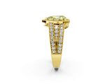 Yellow gold Fancy Yellow Pear Cut Halo Diamond Split Shank Ring with Prong Setting_14