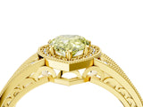 Yellow gold Fancy Yellow Pear Cut Halo Diamond Split Shank Ring with Prong Setting_16