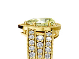 Yellow gold Fancy Yellow Pear Cut Halo Diamond Split Shank Ring with Prong Setting_17