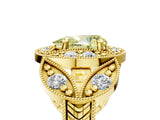 Yellow gold Fancy Yellow Pear Cut Halo Milgrain Diamond Engagement Ring with Leaf Band and Four-Prong Setting_5