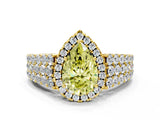 Yellow gold Fancy Yellow Pear Cut Halo Pavé Diamond Engagement Ring with Split Shank and Four-Prong Setting_3