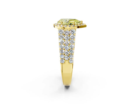 Yellow gold Fancy Yellow Pear Cut Halo Pavé Diamond Engagement Ring with Split Shank and Four-Prong Setting_5