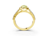 Yellow gold Fancy Yellow Pear Cut Halo Pavé Diamond Engagement Ring with Split Shank and Four-Prong Setting_6
