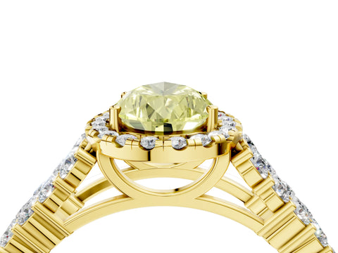 Yellow gold Fancy Yellow Pear Cut Halo Pavé Diamond Engagement Ring with Split Shank and Four-Prong Setting_7