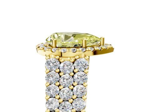 Yellow gold Fancy Yellow Pear Cut Halo Pavé Diamond Engagement Ring with Split Shank and Four-Prong Setting_8