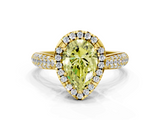Yellow gold Fancy Yellow Pear  Cut Halo Pave Band Four-Prong Setting Ring_37