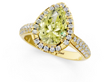 Yellow gold Fancy Yellow Pear  Cut Halo Pave Band Four-Prong Setting Ring_38