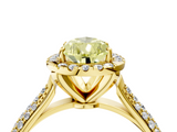 Yellow gold Fancy Yellow Pear  Cut Halo Pave Band Four-Prong Setting Ring_41