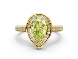 Yellow gold Fancy Yellow Pear  Cut Halo Pave Split Shank Prong Setting Ring_32