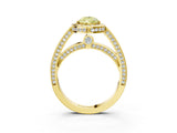 Yellow gold Fancy Yellow Pear  Cut Halo Pave Split Shank Prong Setting Ring_35