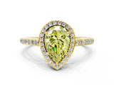 Yellow gold Fancy Yellow Pear Cut Halo Round Diamond Pavé Band with Four-Prong Setting_3