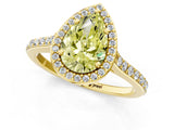Yellow gold Fancy Yellow Pear Cut Halo Round Diamond Pavé Band with Four-Prong Setting_4