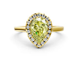 Yellow gold Fancy Yellow Pear Cut Halo Round Diamond Solitaire Ring with Pavé Band and Four-Prong Setting_24