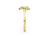 Yellow gold Fancy Yellow Pear Cut Halo Round Diamond Solitaire Ring with Pavé Band and Four-Prong Setting_26