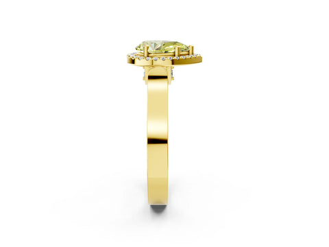 Yellow gold Fancy Yellow Pear Cut Halo Round Diamond Twist Band with Four-Prong Setting_2
