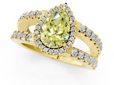 Yellow gold Fancy Yellow Pear  Cut Halo Split Shank Diamond Ring with Four-Prong Setting_46