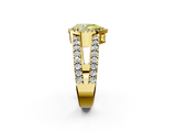 Yellow gold Fancy Yellow Pear  Cut Halo Split Shank Diamond Ring with Four-Prong Setting_47