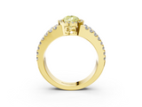 Yellow gold Fancy Yellow Pear  Cut Halo Split Shank Diamond Ring with Four-Prong Setting_48
