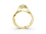 Yellow gold Fancy Yellow Pear  Cut Halo Split Shank Pave Set Ring_63