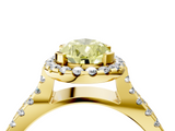Yellow gold Fancy Yellow Pear  Cut Halo Split Shank Pave Set Ring_64