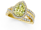 Yellow gold Fancy Yellow Pear  Cut Halo Split Shank Prong Setting Ring_58