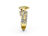 Yellow gold Fancy Yellow Pear  Cut Halo Split Shank Prong Setting Ring_59