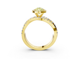 Yellow gold Fancy Yellow Pear  Cut Halo Split Shank Prong Setting Ring_60