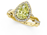 Yellow gold Fancy Yellow Pear  Cut Halo Twisted Band Four-Prong Ring_21