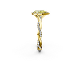 Yellow gold Fancy Yellow Pear  Cut Halo Twisted Band Four-Prong Ring_22