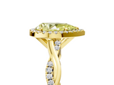 Yellow gold Fancy Yellow Pear  Cut Halo Twisted Band Four-Prong Ring_25