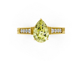 Yellow gold Fancy Yellow Pear  Cut Milgrain Channel Set Engagement Ring with Solitaire Prong Setting_44