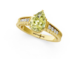 Yellow gold Fancy Yellow Pear  Cut Milgrain Channel Set Engagement Ring with Solitaire Prong Setting_45