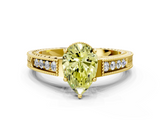 Yellow gold Fancy Yellow Pear  Cut Milgrain Channel Set Engagement Ring with Solitaire Prong Setting_50
