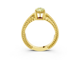 Yellow gold Fancy Yellow Pear  Cut Milgrain Channel Set Engagement Ring with Solitaire Prong Setting_53