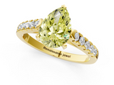 Yellow gold Fancy Yellow Pear  Cut Pavé Band Solitaire Ring with Four-Prong Setting_26