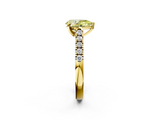 Yellow gold Fancy Yellow Pear  Cut Pavé Band Solitaire Ring with Four-Prong Setting_27