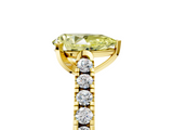 Yellow gold Fancy Yellow Pear  Cut Pavé Band Solitaire Ring with Four-Prong Setting_30