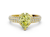 Yellow gold Fancy Yellow Pear  Cut Pave Diamond Engagement Ring with Channel Set Band and Four-Prong Setting_20