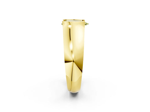 Yellow gold Fancy Yellow Pear Cut Solitaire Bezel Set Diamond Ring with Wide Band_2