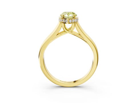 Yellow gold Fancy Yellow Pear Cut Solitaire Diamond Engagement Ring with Four-Prong Setting and Tapered Band_3