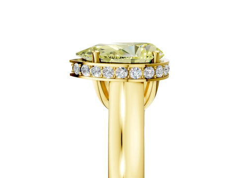 Yellow gold Fancy Yellow Pear Cut Solitaire Diamond Engagement Ring with Four-Prong Setting and Tapered Band_5