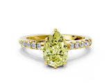 Yellow gold Fancy Yellow Pear Cut Solitaire Diamond Engagement Ring with Pavé Band and Six-Prong Setting_12