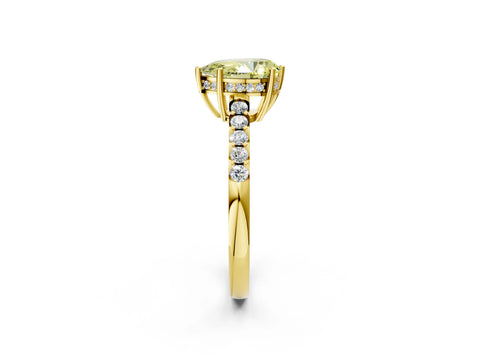 Yellow gold Fancy Yellow Pear Cut Solitaire Diamond Engagement Ring with Pavé Band and Six-Prong Setting_14
