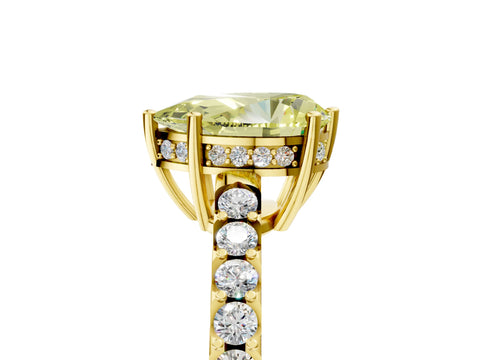 Yellow gold Fancy Yellow Pear Cut Solitaire Diamond Engagement Ring with Pavé Band and Six-Prong Setting_17