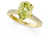 Yellow gold Fancy Yellow Pear  Cut Solitaire Diamond Engagement Ring with Pave Band and Four-Prong Setting_148