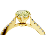 Yellow gold Fancy Yellow Pear  Cut Solitaire Diamond Engagement Ring with Pave Band and Four-Prong Setting_151