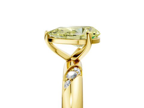 Yellow gold Fancy Yellow Pear Cut Solitaire Diamond Engagement Ring with Twisted Pave Band and Four-Prong Setting_8