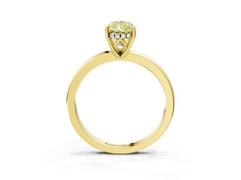 Yellow gold Fancy Yellow Pear Cut Solitaire Diamond Ring with Prong Setting and Plain Band_3