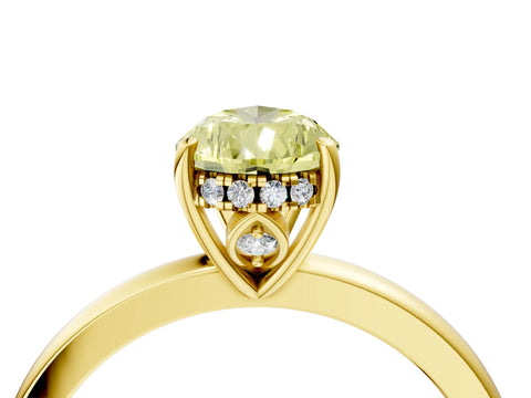 Yellow gold Fancy Yellow Pear Cut Solitaire Diamond Ring with Prong Setting and Plain Band_4